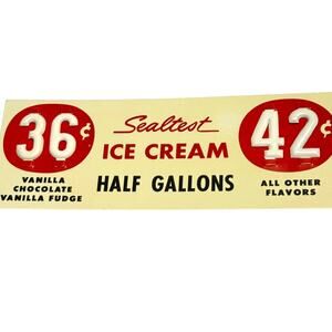 Vintage Sealtest Ice Cream Store Price Sign 1960s Embossed Advertising Dairy
